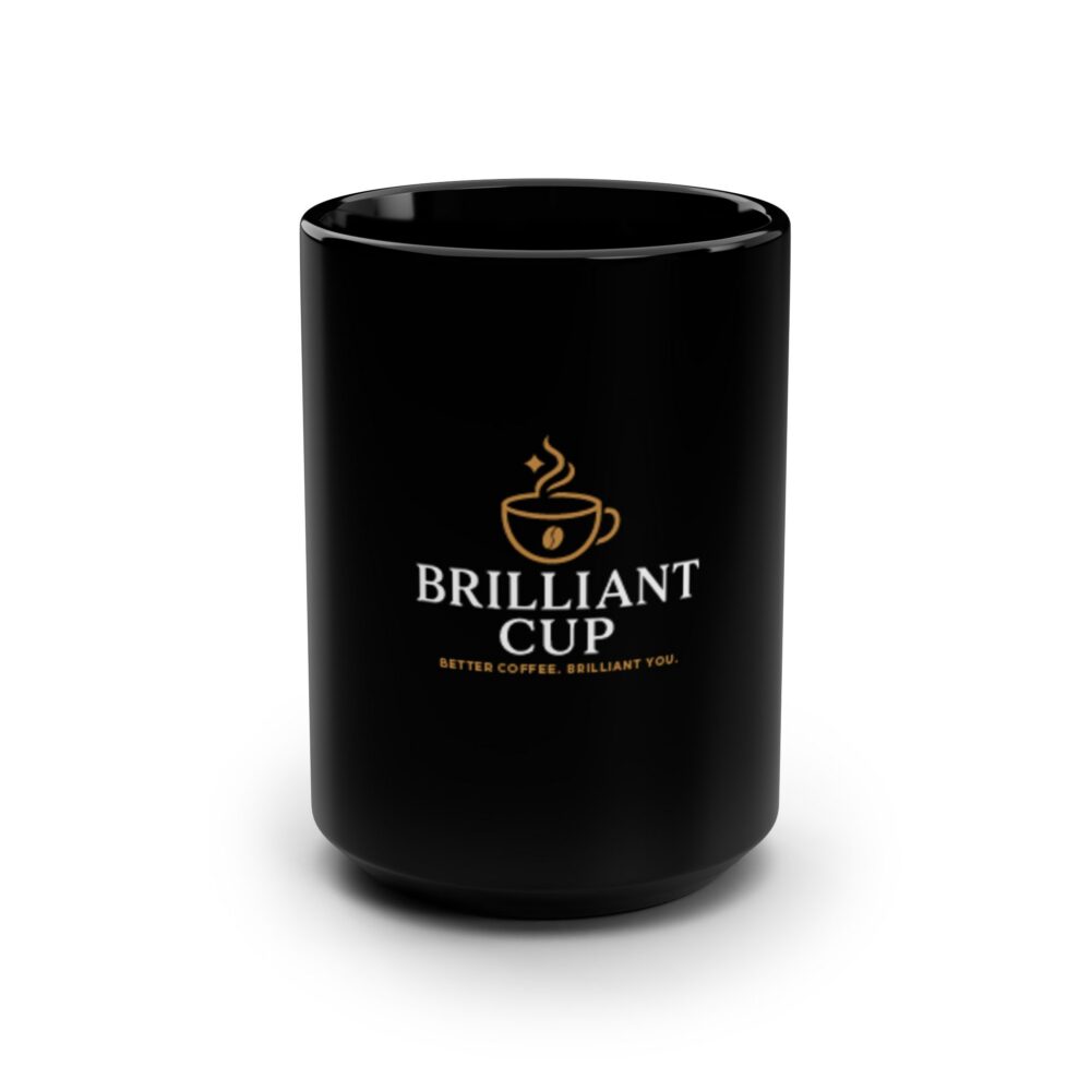 Brilliant Cup Black 15oz Ceramic Coffee Mug — Gold Logo Coffee Lover Gift