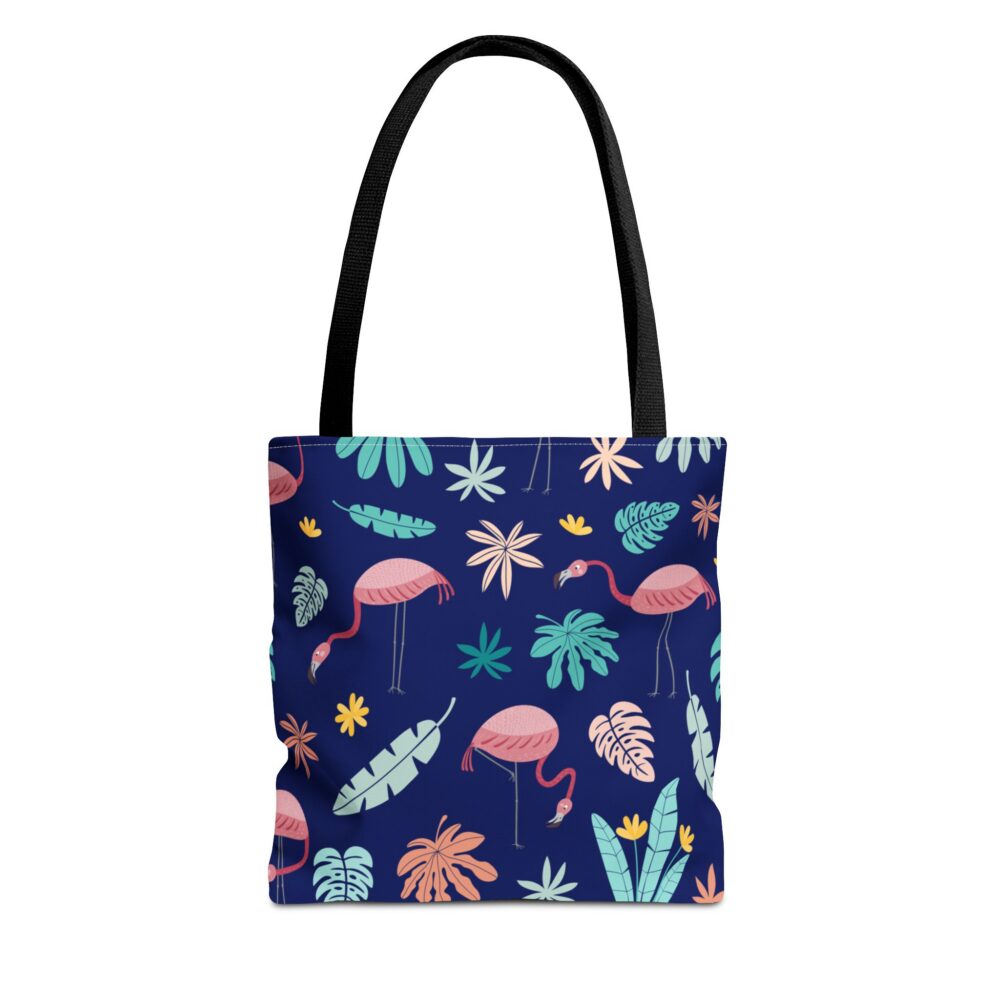 Flamingo Pattern Tote Bag — Navy Tropical All-Over Print Beach Tote